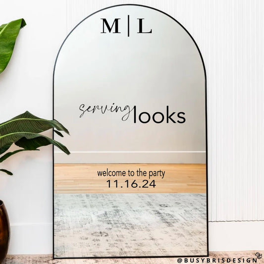 Serving Looks Wedding Mirror Decal