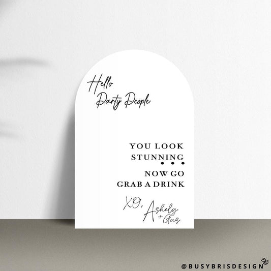 Hello Party People Wedding Mirror Decal